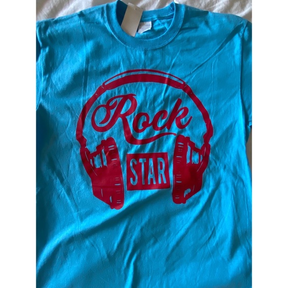 Rockstar Blue Graphic Tee Size L Women Men Kids Teens T Shirt - Picture 2 of 4